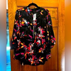 Harper black multi color long sleeve blouse. Torrid NWT